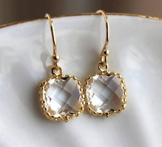 PREORDER: Dainty Small Gold Crystal Earrings