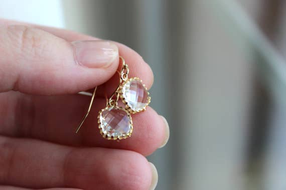 PREORDER: Dainty Small Gold Crystal Earrings