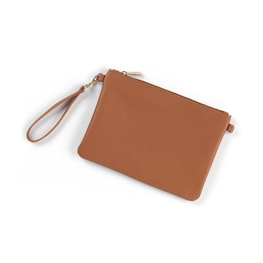 "Madeline" Large Wristlet Bag in Camel