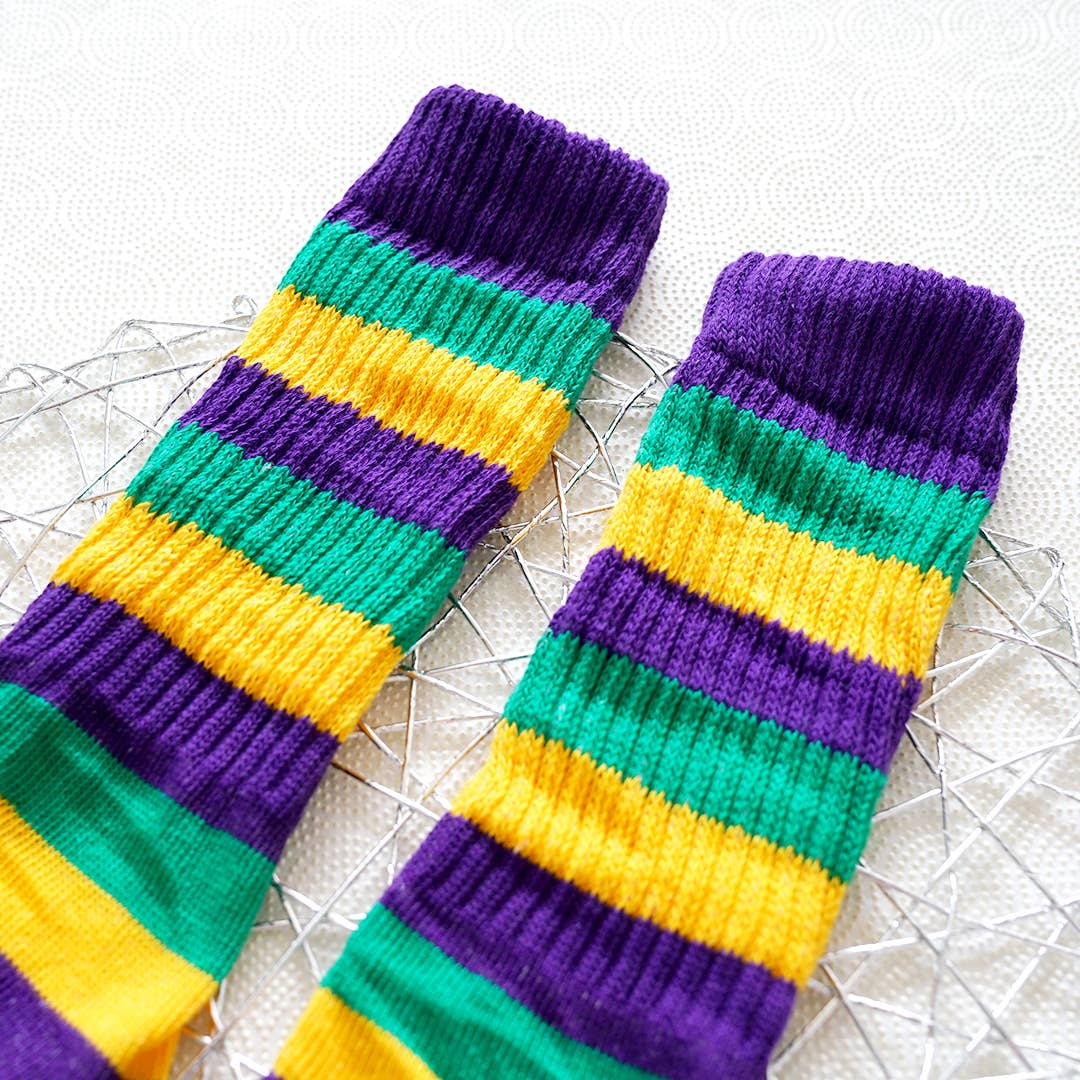 Mardi Gras Adult Slouchy Socks (One Size)