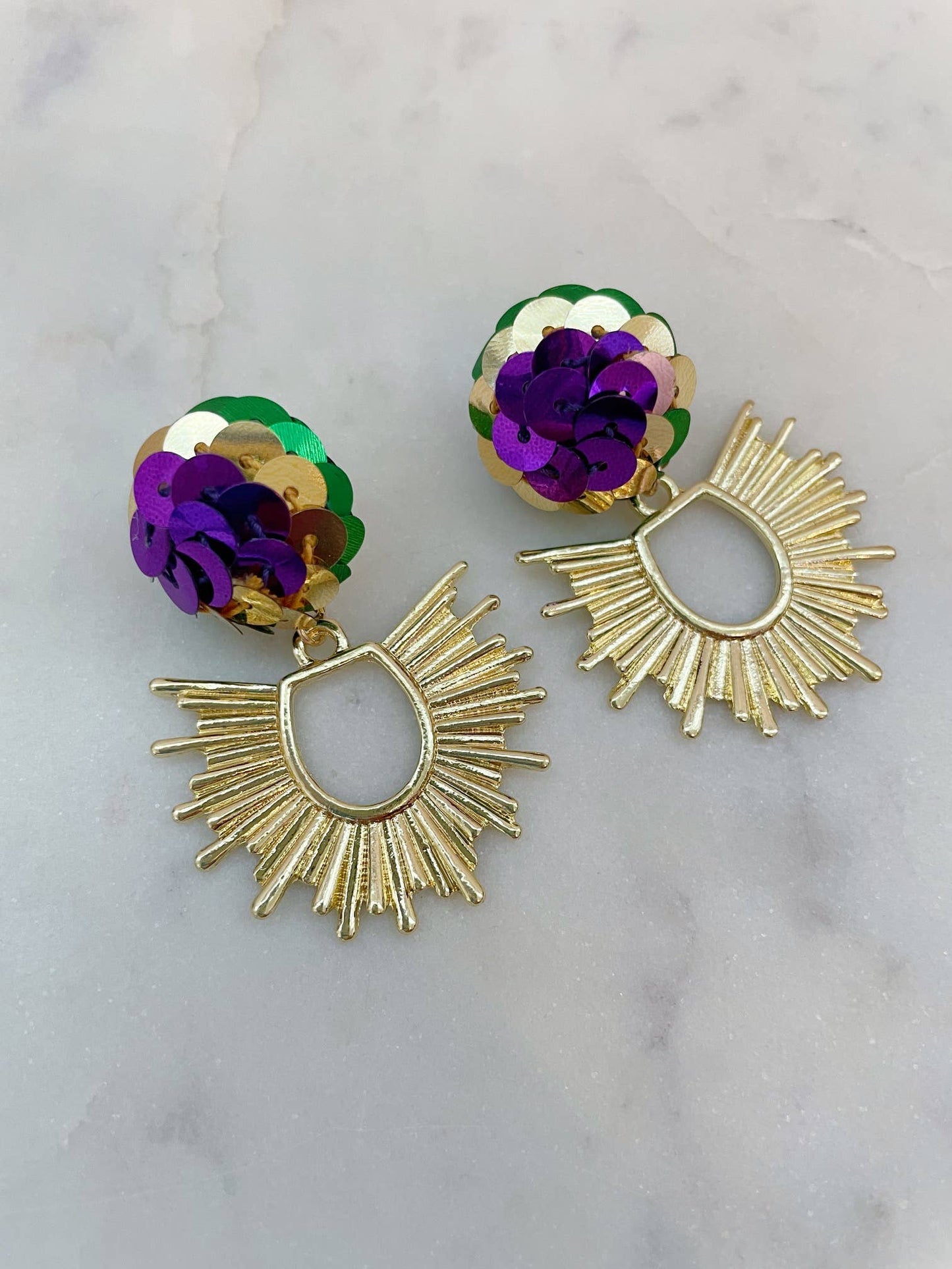 Mardi Gras Sunburst Earrings