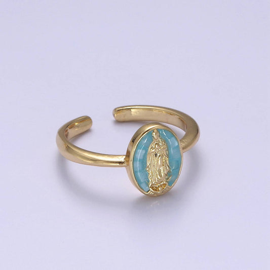 Dainty Holy Mary Gold-Plated Adjustable Ring