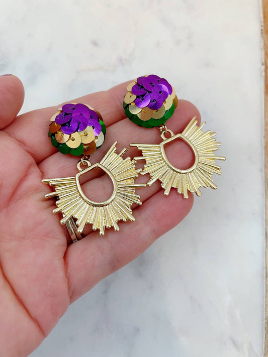 Mardi Gras Sunburst Earrings