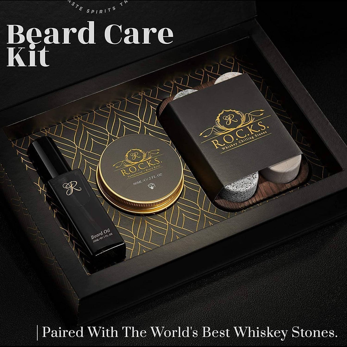 The Gentleman's Essentials - ROCKS Whiskey Chilling Stones & Beard Care Kit