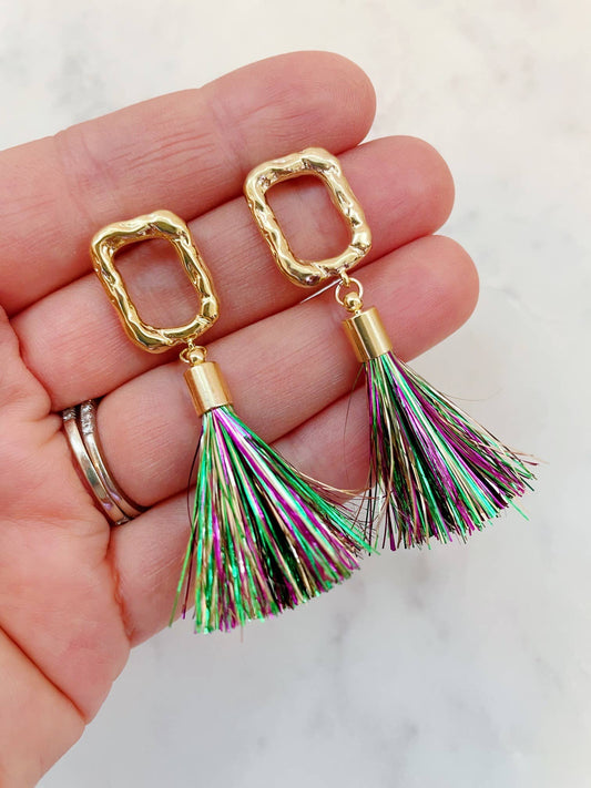 Mardi Gras Tassel Earrings