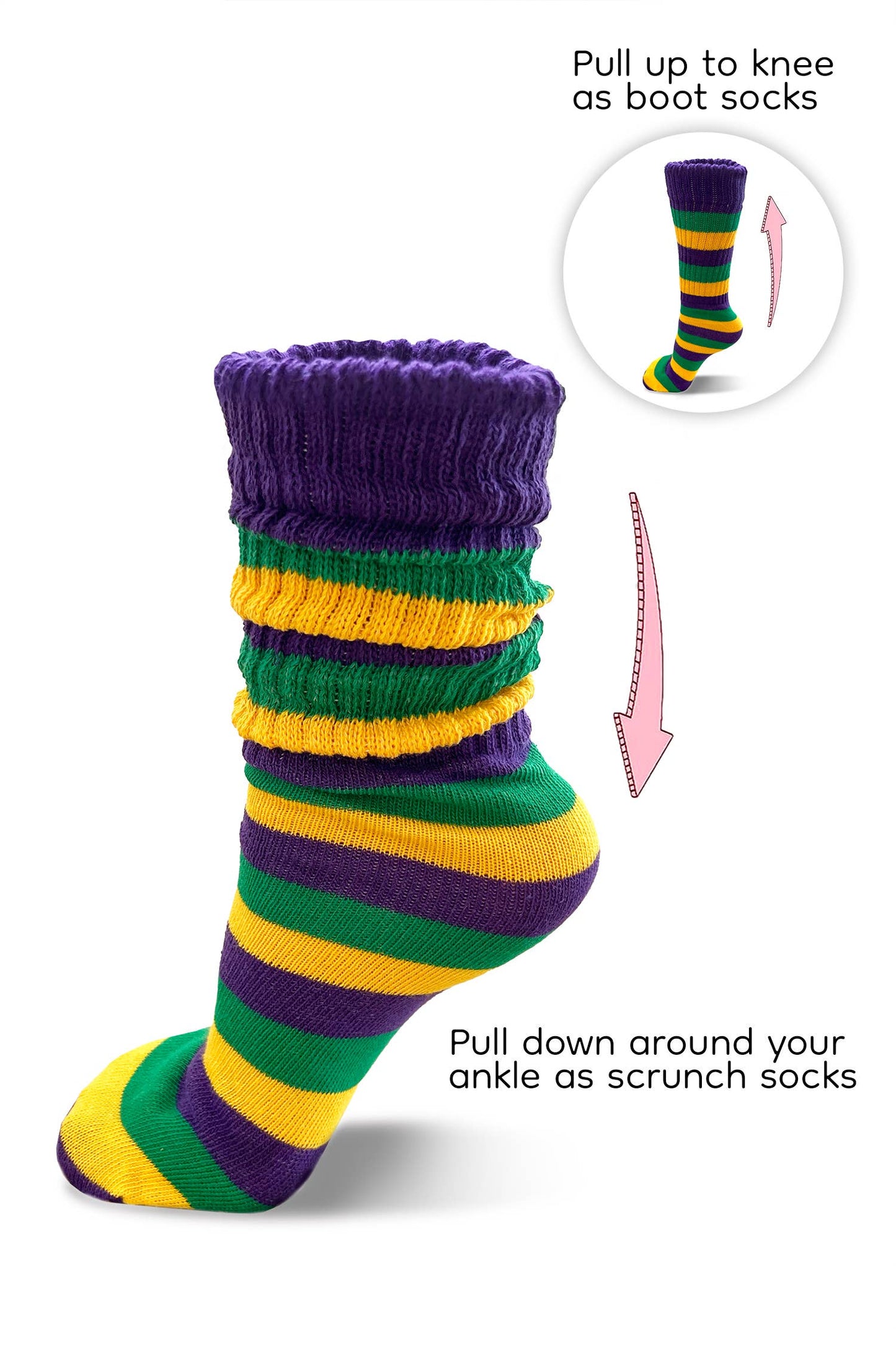 Mardi Gras Adult Slouchy Socks (One Size)