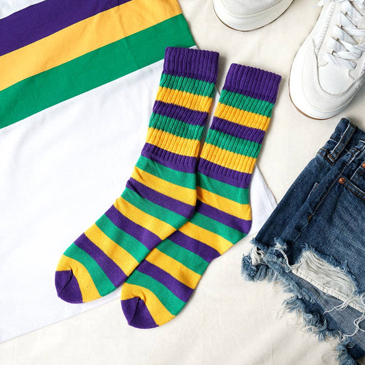 Mardi Gras Adult Slouchy Socks (One Size)