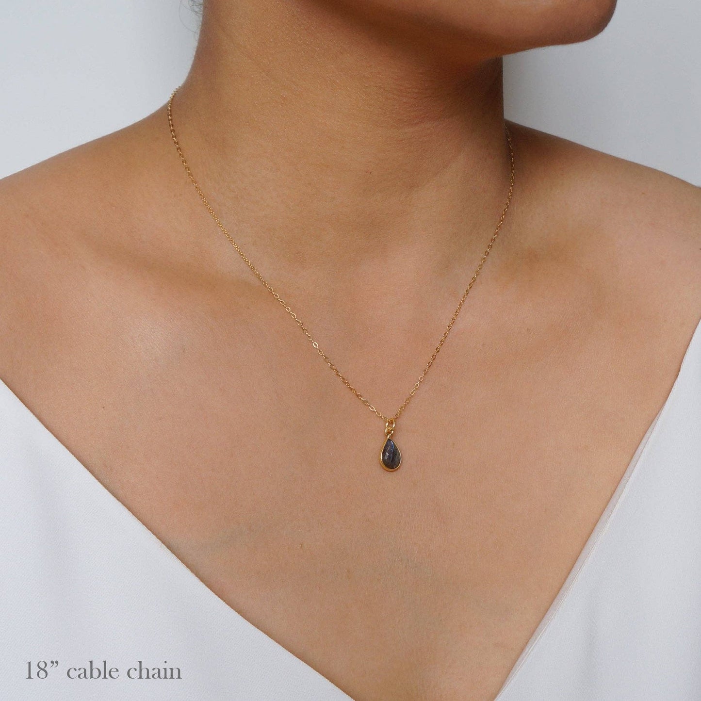 Labradorite 14K Gold-Fill Chain Necklace in Black Spinel